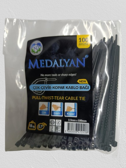 ÇEK-KOPAR 2,5X100mm SİYAH KABLO BAĞI KL:300